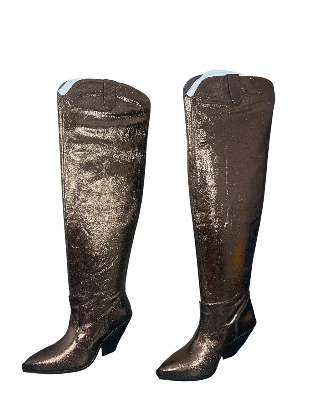 Free People Triple Crown Over The Knee Boots Leather Brown Copper Womens 9 NEW